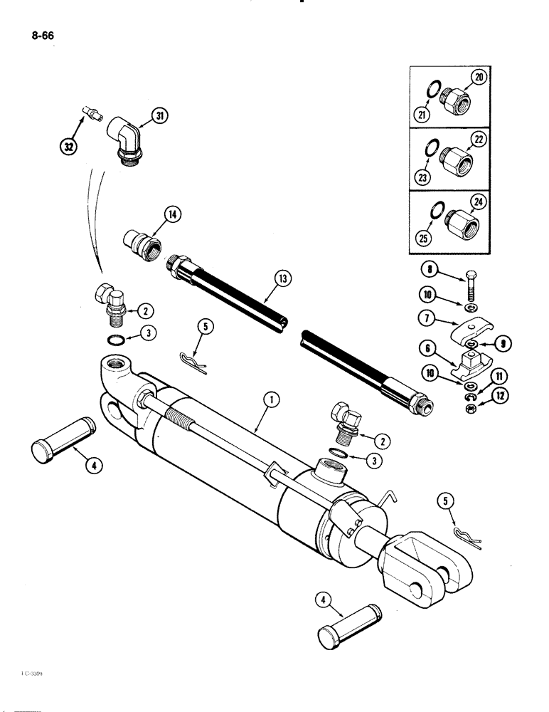 Схема запчастей Case IH 2096 - (8-066) - REMOTE CYLINDER, HOSES AND COUPLINGS (08) - HYDRAULICS