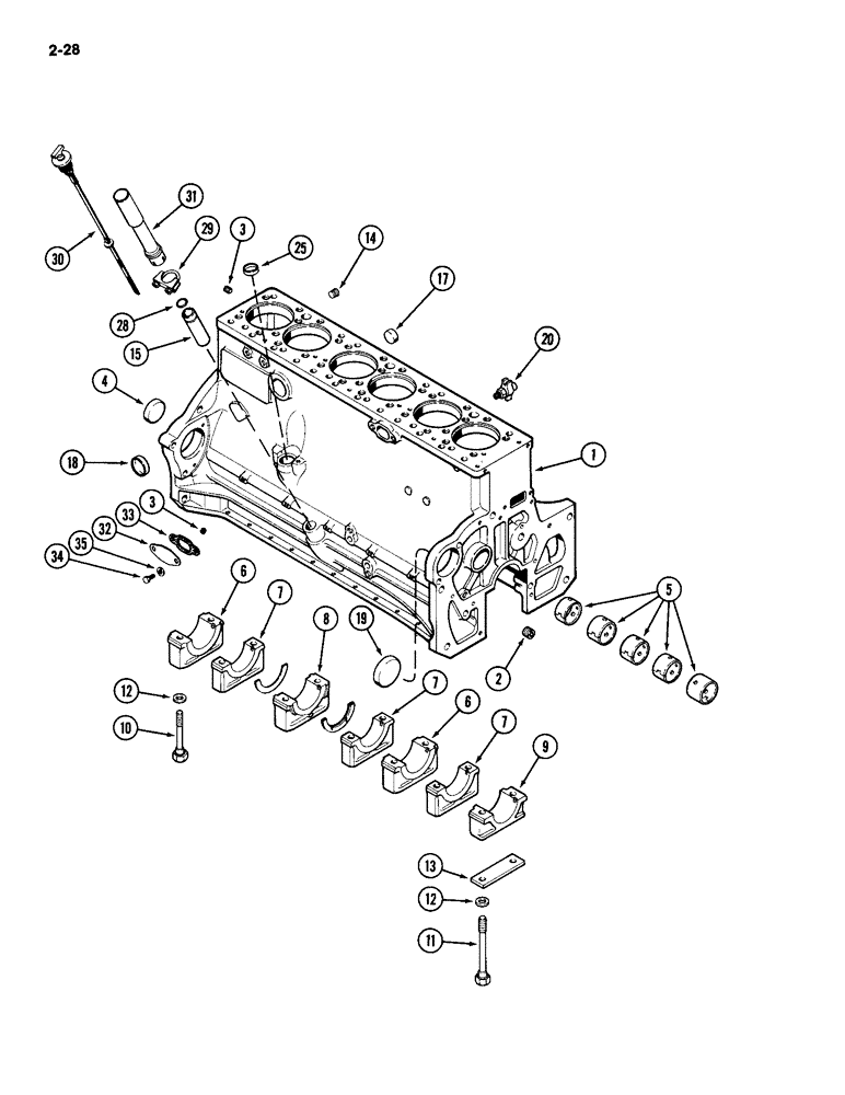 Схема запчастей Case IH 2094 - (2-28) - CYLINDER BLOCK, 504BD DIESEL ENGINE (02) - ENGINE