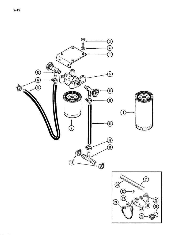 Схема запчастей Case IH 4994 - (2-12) - WATER FILTER, 866 CUBIC INCH DIESEL ENGINE (02) - ENGINE