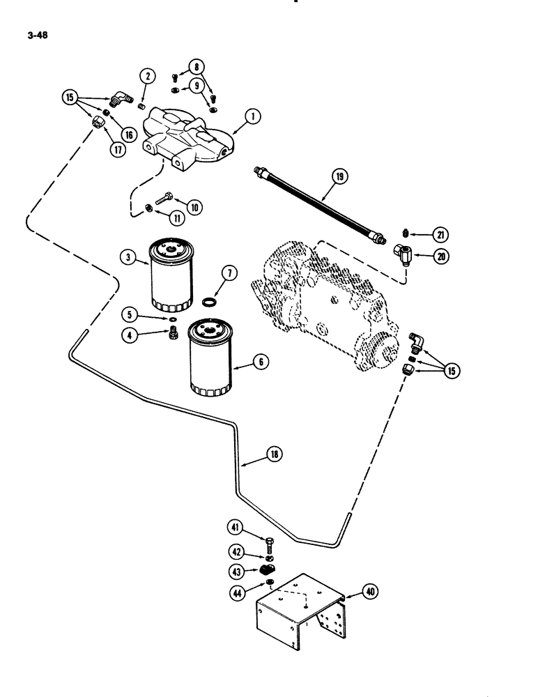 Схема запчастей Case IH 2294 - (3-048) - FUEL INJECTION FILTER SYSTEM, 504BDT DIESEL ENGINE (03) - FUEL SYSTEM