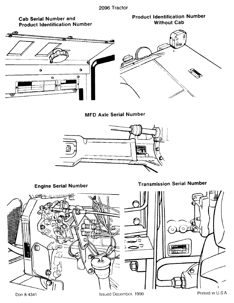 Схема запчастей Case IH 2096 - (1-002) - CAB SERIAL NUMBER AND PRODUCT IDENTIFICATION NUMBER, PRODUCT (00) - PICTORIAL INDEX