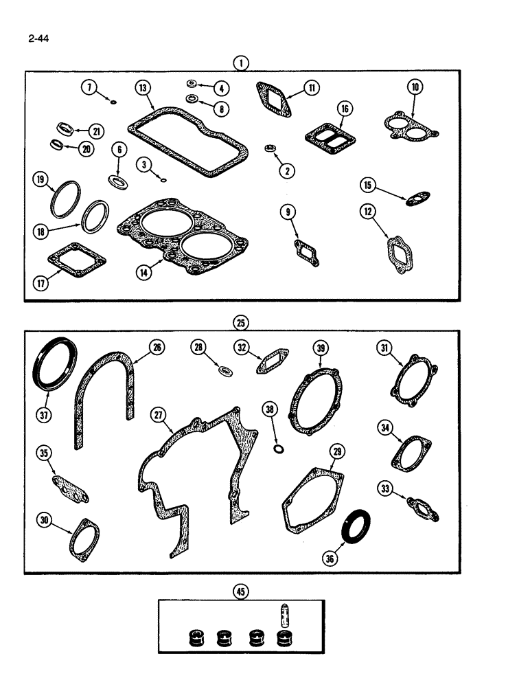 Схема запчастей Case IH 3394 - (2-44) - ENGINE GASKET KITS, 504BDT DIESEL ENGINE (02) - ENGINE