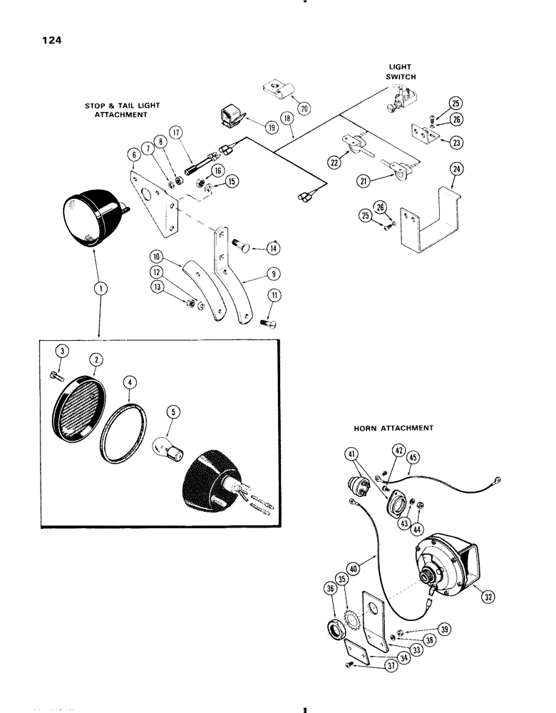 Схема запчастей Case IH 470 - (124) - STOP AND TAIL LAMP ATTACHMENT (04) - ELECTRICAL SYSTEMS