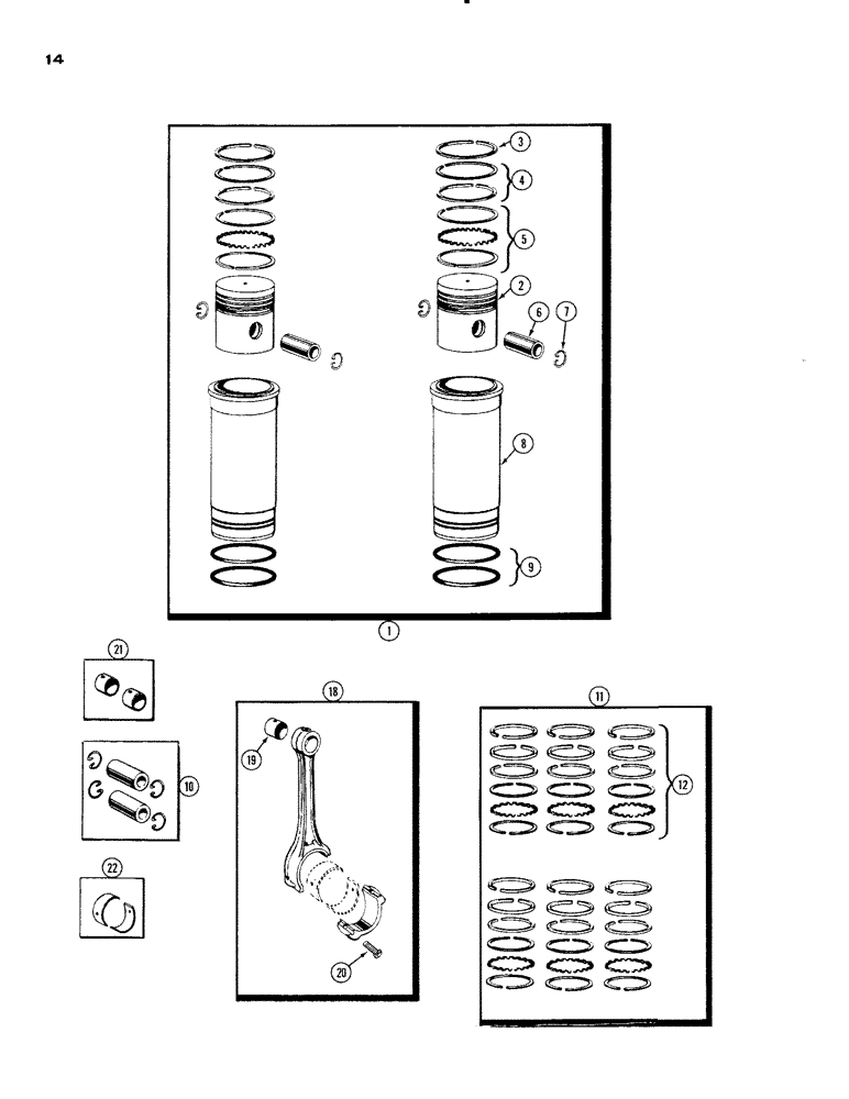 Схема запчастей Case IH 930-SERIES - (014) - PISTONS, SLEEVES AND CONNECTING RODS, (401) DIESEL ENGINE (02) - ENGINE