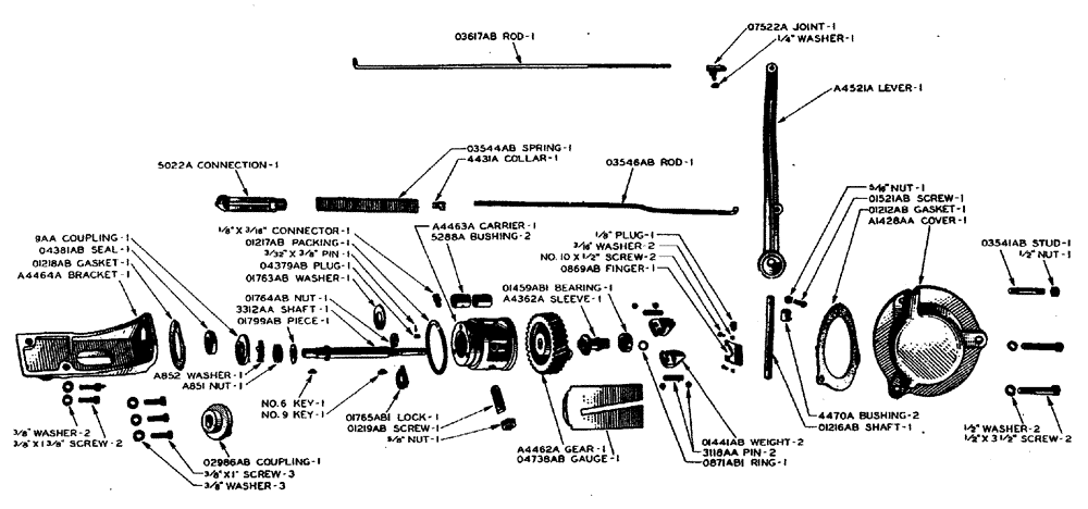 Схема запчастей Case IH L-SERIES - (022) - GOVERNOR (TRACTOR NO. L301844 AND AFTER) (03) - FUEL SYSTEM