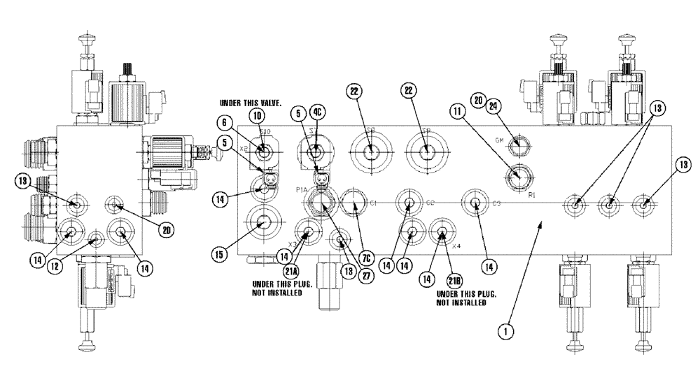 Схема запчастей Case IH 810 - (07-012[02]) - VALVE BLOCK, DOUBLE BIN, W/O AUGER Hydraulic Components