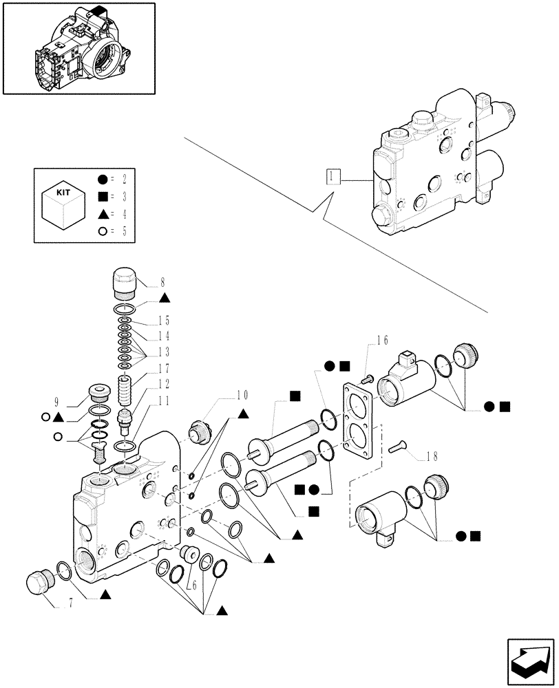 Схема запчастей Case IH PUMA 165 - (1.82.7/ B) - EDC VALVE - BREAKDOWN (07) - HYDRAULIC SYSTEM