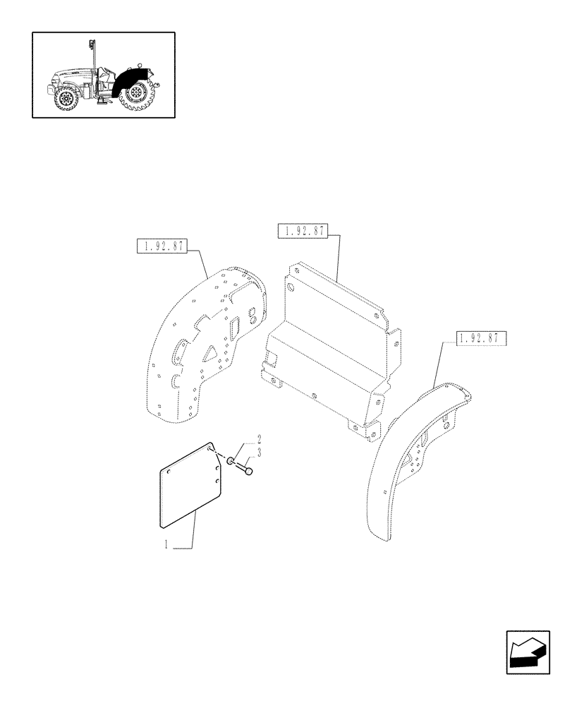 Схема запчастей Case IH JX1095N - (1.87.0/04) - (VAR.297) HI-LO NA - MUDGUARDS AND FOOTBOARDS (08) - SHEET METAL