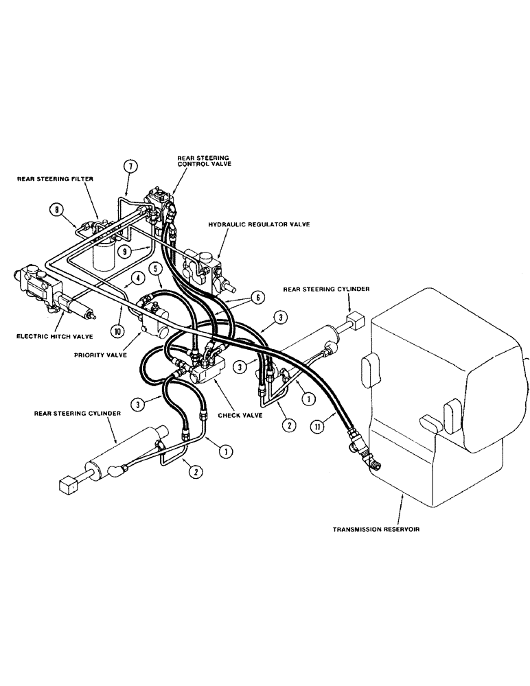 Схема запчастей Case IH 4894 - (1-15) - PICTORIAL INDEX, REAR STEERING HYDRAULICS (00) - PICTORIAL INDEX