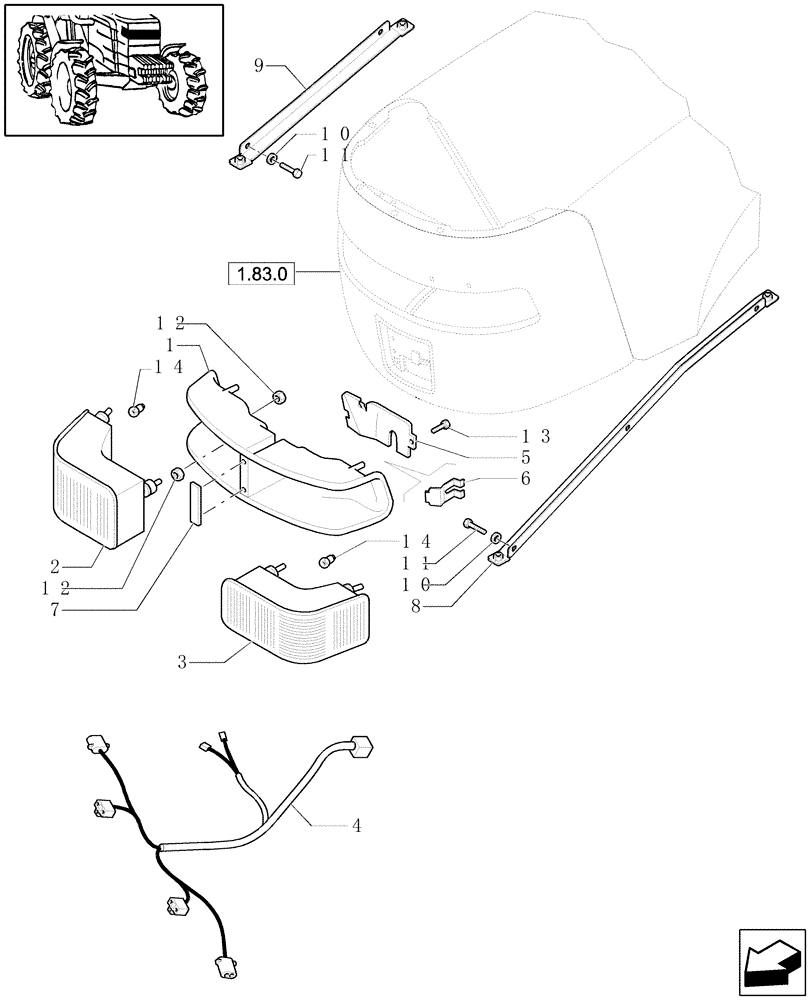 Схема запчастей Case IH MXU130 - (1.75.6[01]) - FRONT LIGHT (06) - ELECTRICAL SYSTEMS