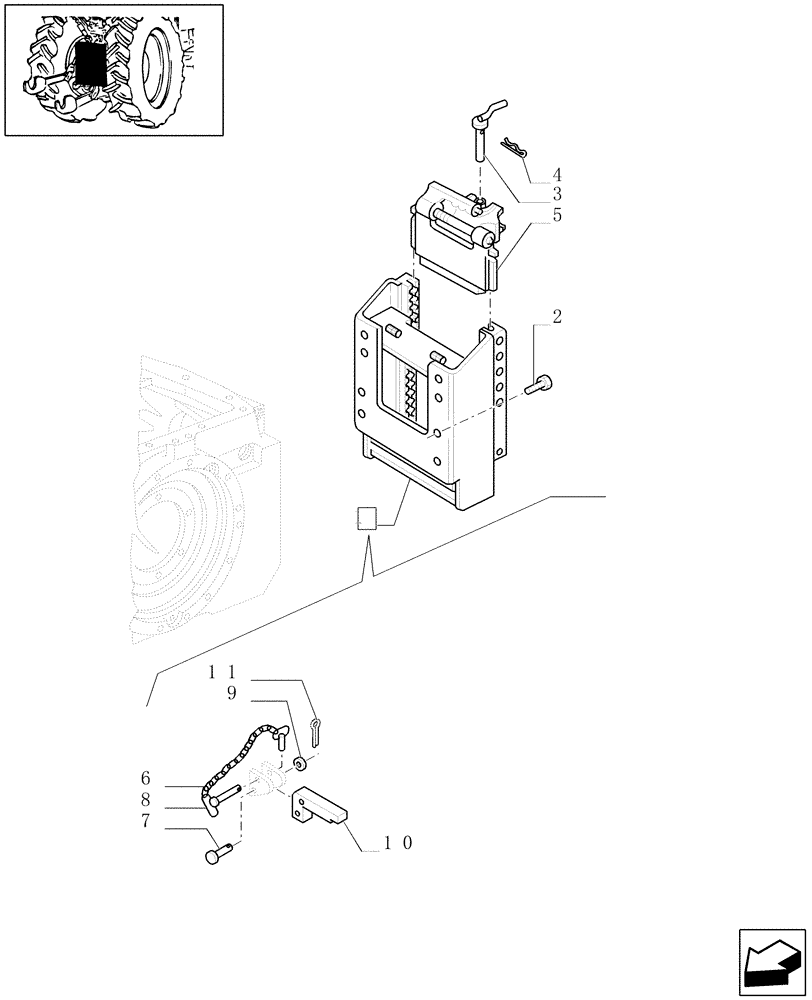 Схема запчастей Case IH PUMA 165 - (1.89.5) - (VAR.887) SLIDER TOW HOOK W/SWIVEL COUPLING & PITON, LESS SWINGING DRAWBAR - FRENCH TYPE (09) - IMPLEMENT LIFT