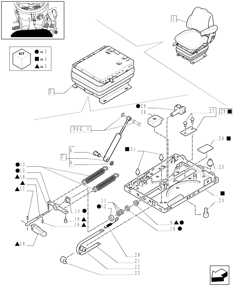 Схема запчастей Case IH MXU110 - (1.93.3/ D[05]) - (VAR.685) "GRAMMER" SEAT L/BELTS AND L/SWITCH - BREAKDOWN - W/CAB (10) - OPERATORS PLATFORM/CAB