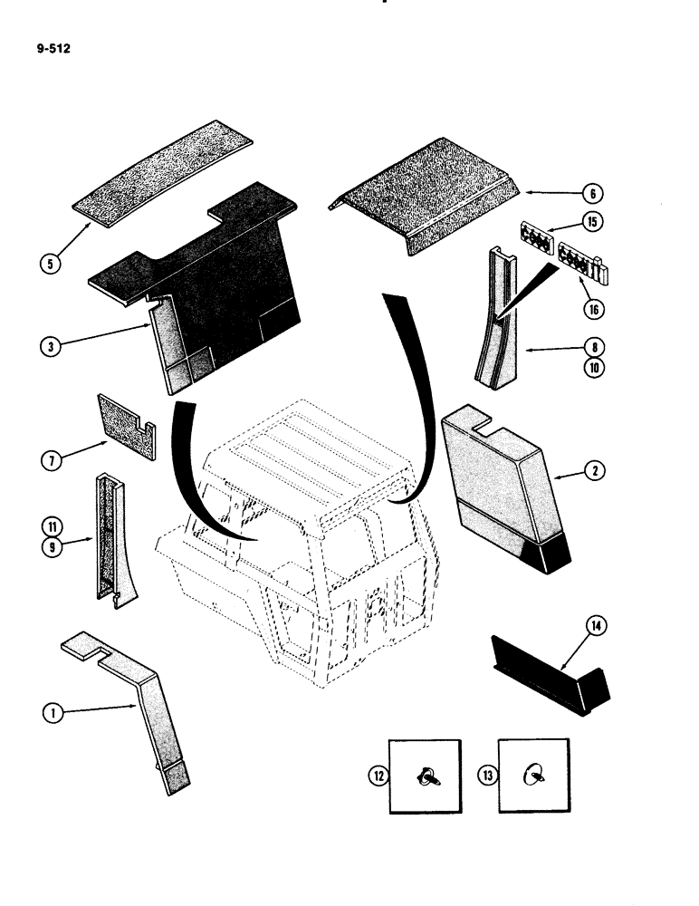 Схема запчастей Case IH 2294 - (9-512) - CAB, ACOUSTICAL COVERS (09) - CHASSIS/ATTACHMENTS