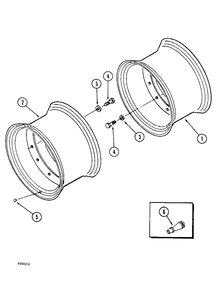 Схема запчастей Case IH 9310 - (6-084) - WHEELS, MOUNTED ON INNER AND OUTER HUBS, K693 BAR AXLE (06) - POWER TRAIN