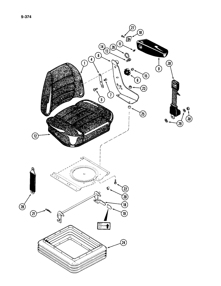 Схема запчастей Case IH 4994 - (9-374) - OPERATOR SEAT, AIR AND OIL SUSPENSION (09) - CHASSIS/ATTACHMENTS