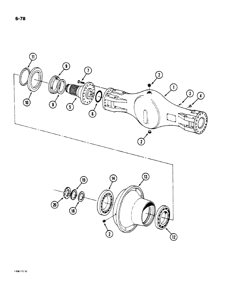 Схема запчастей Case IH 9170 - (6-78) - AXLE ASSEMBLY, HOUSING AND WHEEL HUB, K598.85/95 SERIES (06) - POWER TRAIN