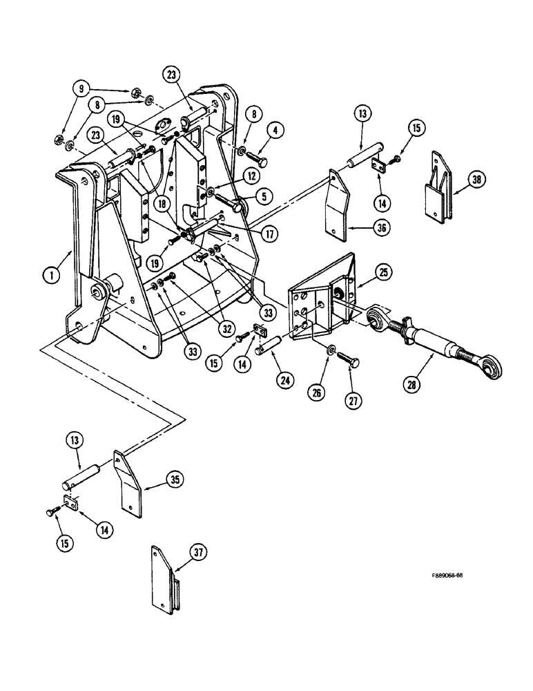 Схема запчастей Case IH STEIGER - (9-004) - HITCH UPPER AND LOWER LINK MOUNT (09) - CHASSIS/ATTACHMENTS