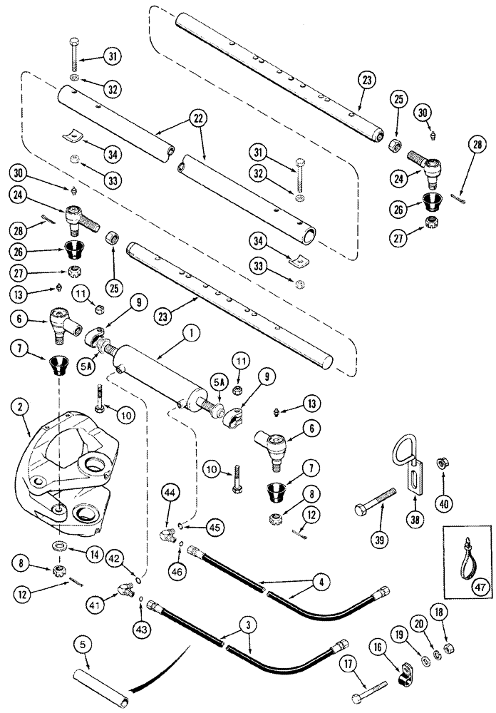 Схема запчастей Case IH 2344 - (05-17) - STEERING CYLINDER AND TIE ROD - POWER GUIDE AXLE (04) - STEERING