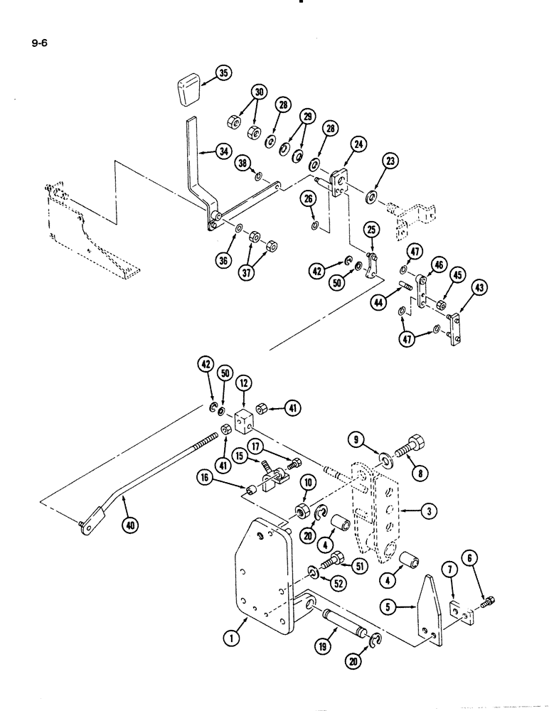 Схема запчастей Case IH 1140 - (9-06) - DRAFT CONTROL, AND UPPER LINK BRACKET (09) - CHASSIS/ATTACHMENTS