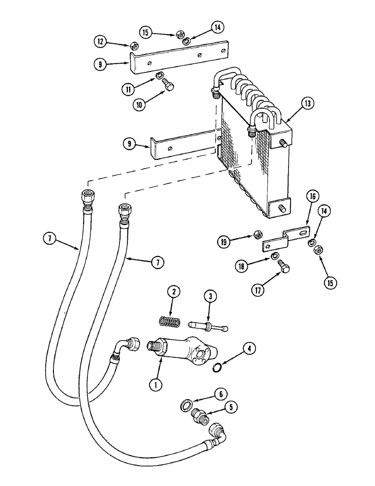 Схема запчастей Case IH 1594 - (8-258) - TRANSMISSION OIL COOLER, POWER SHIFT TRACTORS (08) - HYDRAULICS