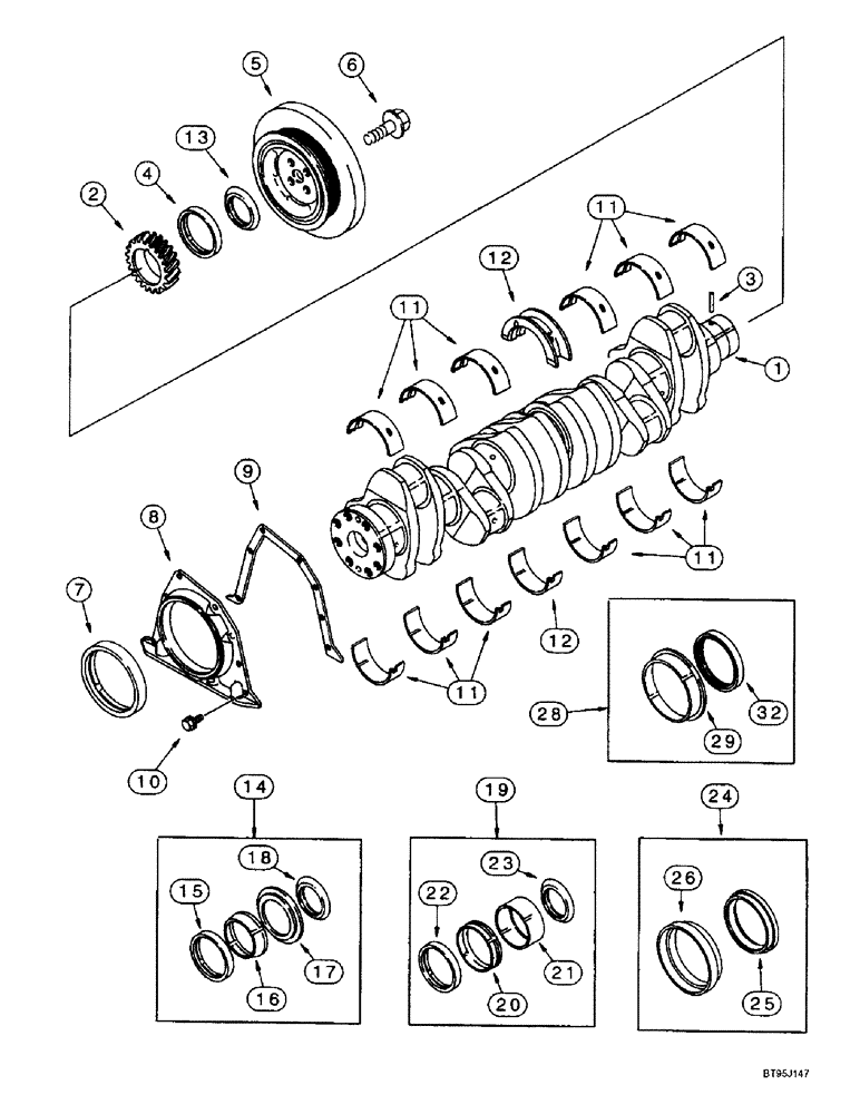 Схема запчастей Case IH 2166 - (2-46) - CRANKSHAFT, 6T-830 ENGINE, PRIOR TO COMBINE P.I.N. JJC0180000 (01) - ENGINE