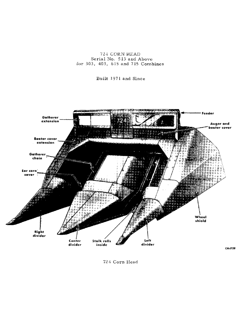 Схема запчастей Case IH 724 - (K-01) - 724 CORN HEAD (00) - GENERAL & PICTORIAL INDEX