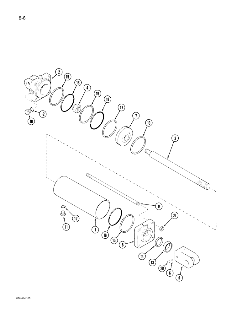 Схема запчастей Case IH 735 - (8-6) - HYDRAULIC CYLINDER, 3-1/2 INCH BORE X 8 INCH STROKE 