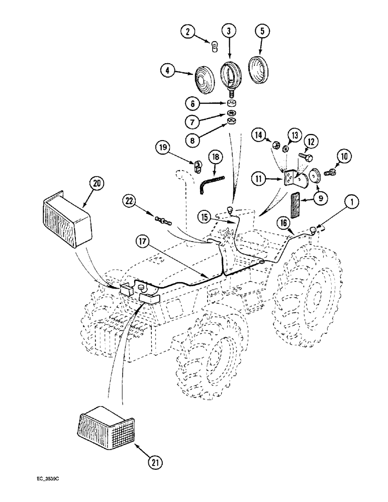 Схема запчастей Case IH 3220 - (4-006) - LIGHTS AND HARNESS, CROWN TOP FENDERS (04) - ELECTRICAL SYSTEMS