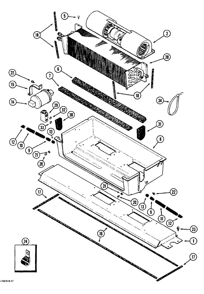 Схема запчастей Case IH 1844 - (9D-26) - CAB EVAPORATOR HEATER CORE, AND BLOWER MOUNTING (10) - CAB & AIR CONDITIONING