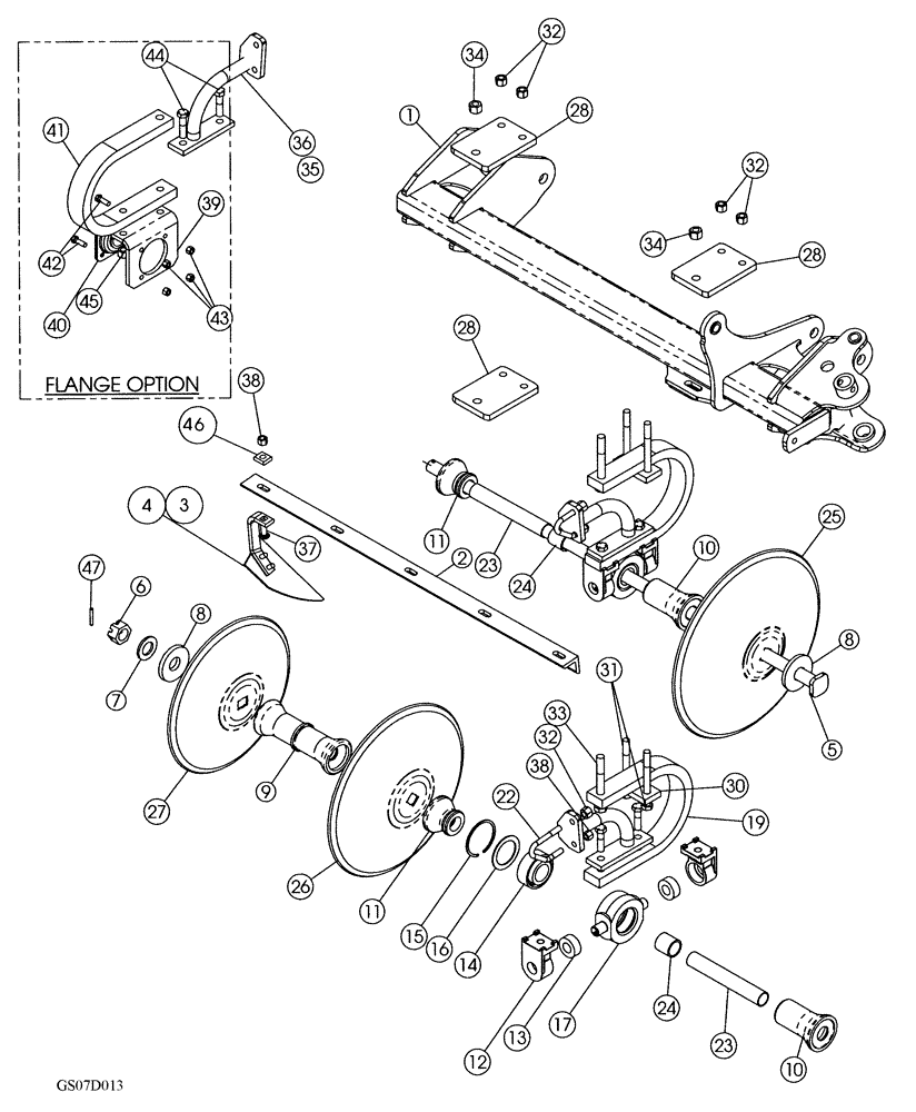 Схема запчастей Case IH MRX690 - (75.200.12) - R DISK GANG (7 SHANK FOLDING ASSY) (QUANTITIES FOR ONE GANG ASSEMBLY) 2007 MODELS & AFTER 