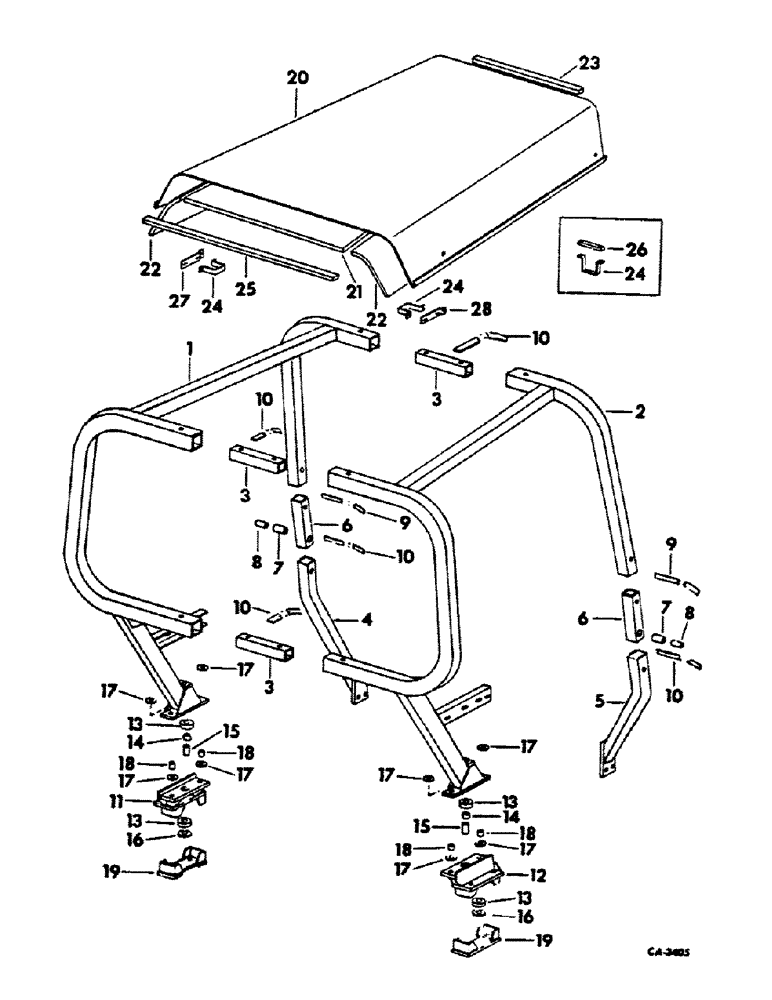 Схема запчастей Case IH HYDRO 100 - (13-60) - SUPERSTRUCTURE, PROTECTIVE FRAME, FOUR POST (05) - SUPERSTRUCTURE