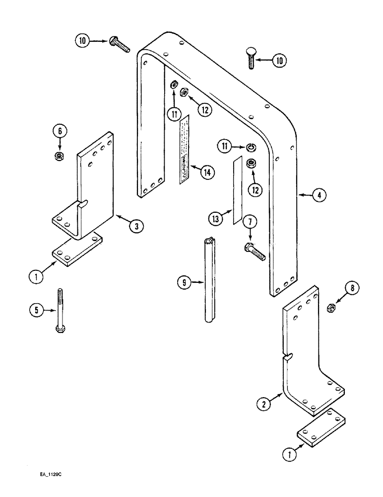 Схема запчастей Case IH 3220 - (9-092) - ROLL OVER PROTECTION FRAME, 2 POST ROPS (09) - CHASSIS/ATTACHMENTS