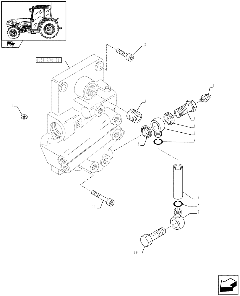 Схема запчастей Case IH FARMALL 105V - (1.68.5/03[02]) - PARKING LOCK (FOR HI-LO 44+16 FOR CREEPER) (VAR.333286 / 743968) (05) - REAR AXLE