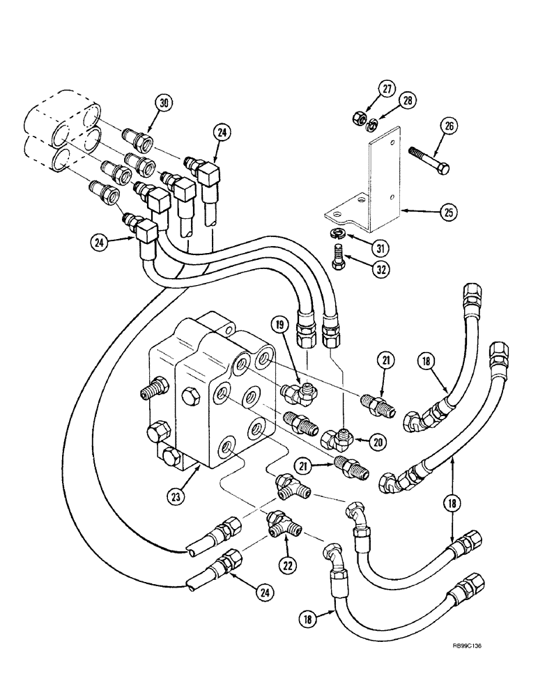 Схема запчастей Case IH L700 - (8-20) - HYDRAULICS - MID MOUNT (2 FUNCTION WITH SELF LEVELING) (08) - HYDRAULICS