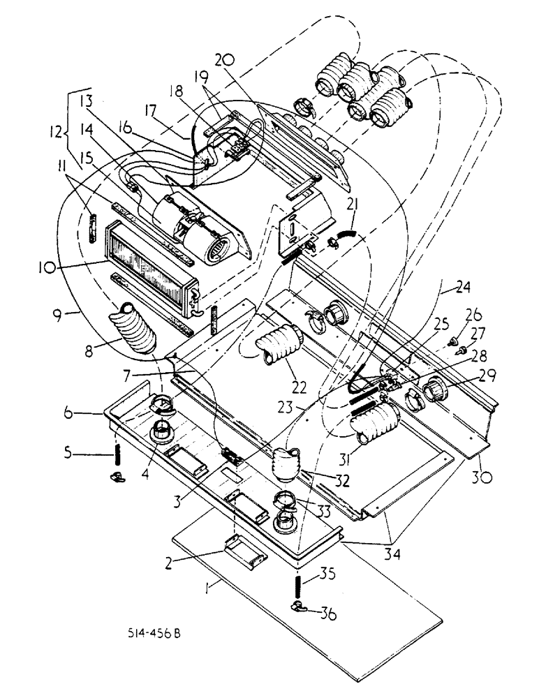 Схема запчастей Case IH 585 - (13-056) - HEATER AND ROOF INNER, SEKURA (05) - SUPERSTRUCTURE