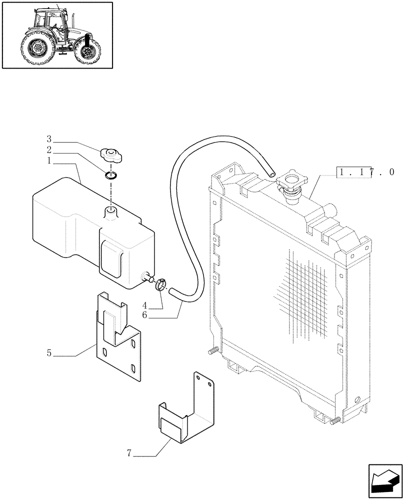 Схема запчастей Case IH JX95 - (1.17.2) - COOLING TANK (02) - ENGINE EQUIPMENT