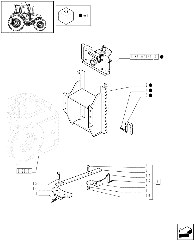 Схема запчастей Case IH JX90 - (1.89.0/05) - (VAR.082) DRAWBAR WITH TOW HOOK COMPLETE (09) - IMPLEMENT LIFT