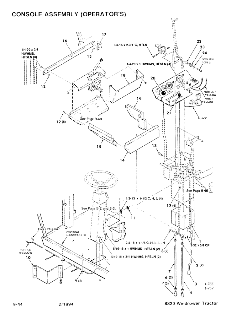 Схема запчастей Case IH 8820 - (9-44) - CONSOLE ASSEMBLY, OPERATORS (09) - CHASSIS/ATTACHMENTS