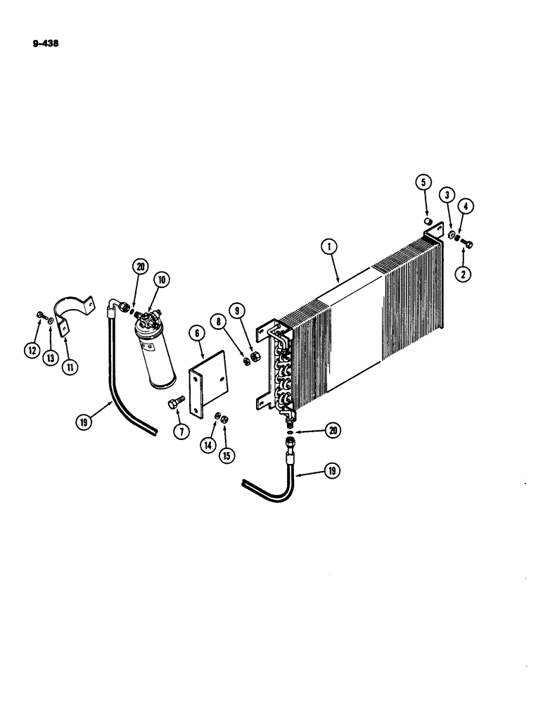 Схема запчастей Case IH 4490 - (9-438) - AIR CONDITIONER, CONDENSER AND RECEIVER-DRIER MOUNTING (09) - CHASSIS/ATTACHMENTS