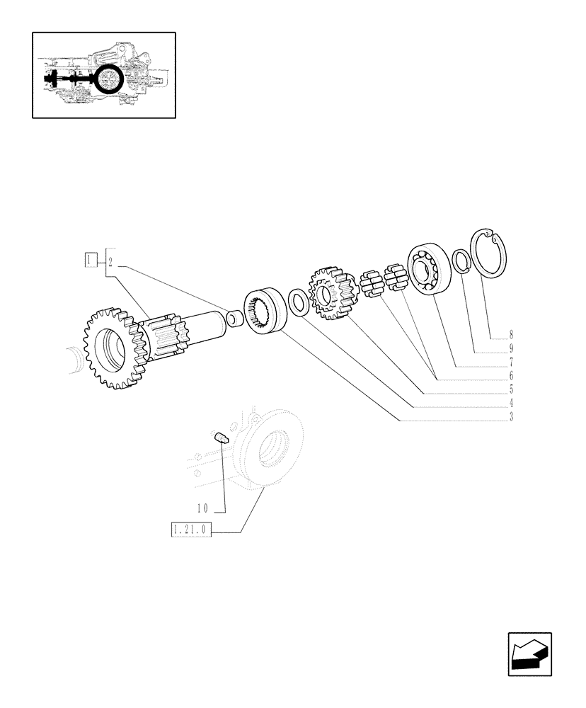 Схема запчастей Case IH JX80 - (1.32.1/08[02]) - (VAR.382) 20 X 12 COMBINATA ( SYNCHRO SHUTTLE + CREEPER) - DRIVE SHAFT AND GEARINGS (03) - TRANSMISSION