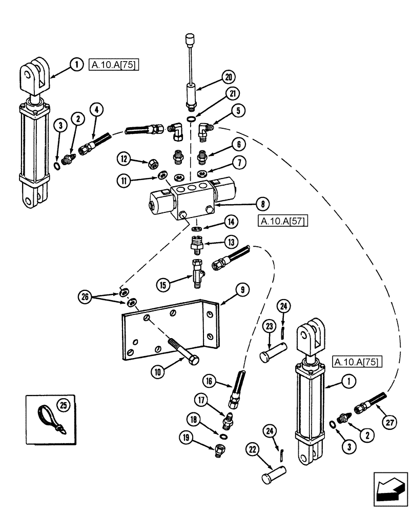 Схема запчастей Case IH 1200 - (A.10.A[27]) - HYDRAULIC SYSTEM - ROW MARKER, 6 ROW RIGID TRAILING A - Distribution Systems