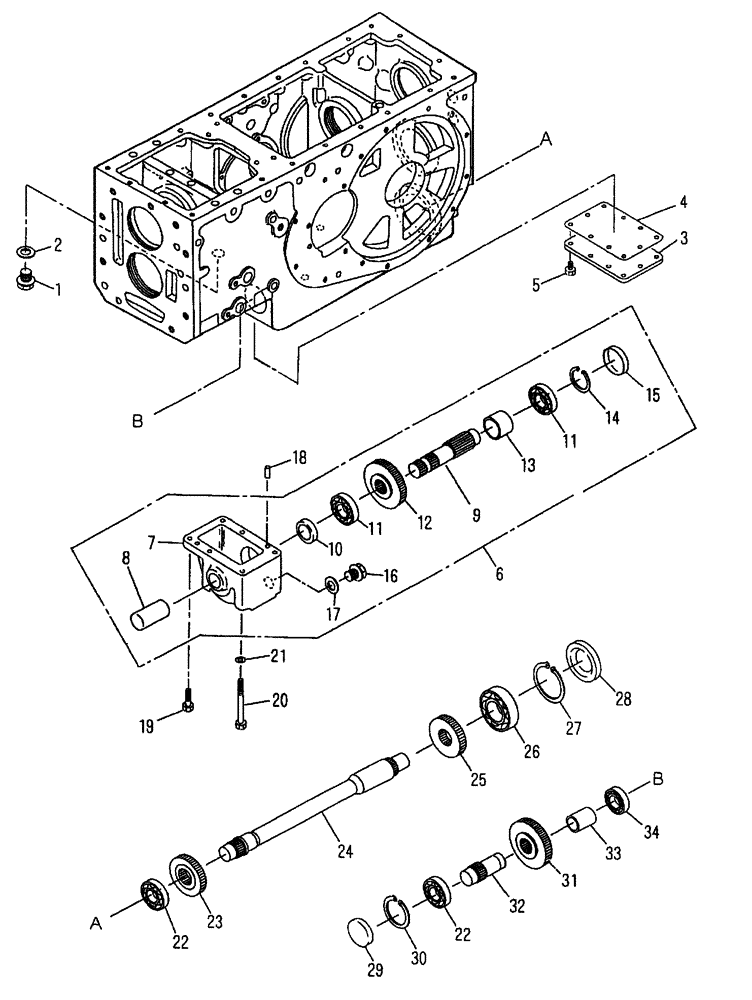 Схема запчастей Case IH DX45 - (03.16) - REAR TRANSMISSION, MID PTO (03) - TRANSMISSION