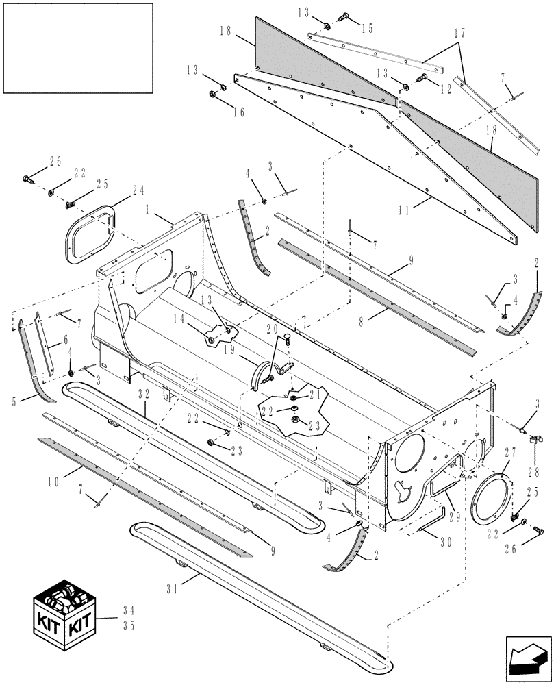 Схема запчастей Case IH 9010 - (74.140.14[02]) - SELF-LEVELING AUGER HOUSING, MAIN BODY - 9010 (74) - CLEANING