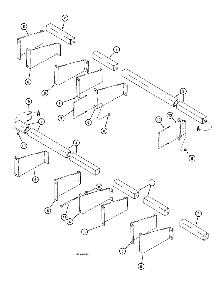 Схема запчастей Case IH 955 - (9F-096) - FERTILIZER APPLICATOR MOUNTING BAR, 24 ROW NARROW - FRONT (09) - CHASSIS/ATTACHMENTS