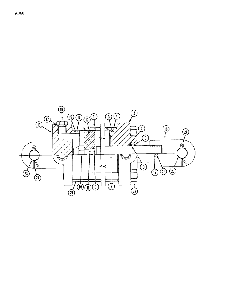 Схема запчастей Case IH 7200 - (8-66) - HYDRAULIC CYLINDER - WITH FRONT AND REAR PORTS, 4-1/2 ID X 8 INCH STROKE - PRINCE (08) - HYDRAULICS