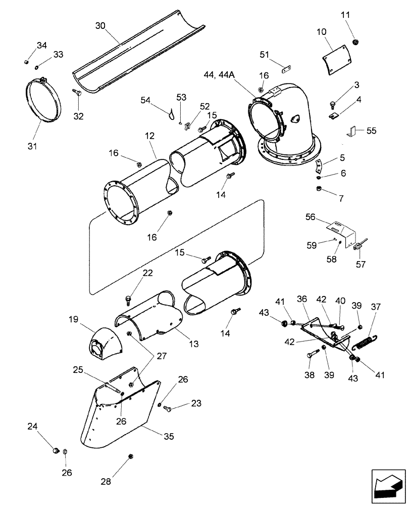 Схема запчастей Case IH 2588 - (80.180.08) - UNLOADER - TUBE, UPPER AND LOWER (80) - CROP STORAGE/UNLOADING