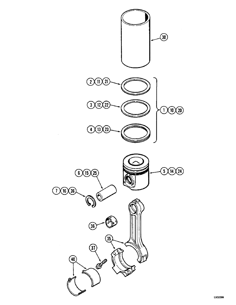 Схема запчастей Case IH 5150 - (2-118) - PISTONS, (5120/5140/5150), 5120 ENGINE S/N 52110450 & AFTER (02) - ENGINE