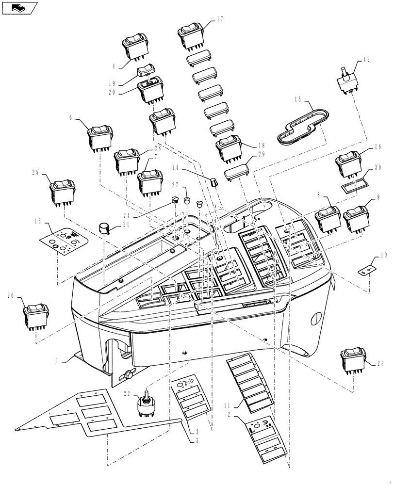 Схема запчастей Case IH TITAN 4530 - (55.521.02) - RH CONTROL PANEL, SCS5000, 810 FLEX AIR (55) - ELECTRICAL SYSTEMS