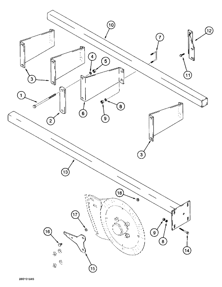 Схема запчастей Case IH 955 - (9D-32) - FERTILIZER APPLICATOR MOUNTING BAR (09) - CHASSIS/ATTACHMENTS