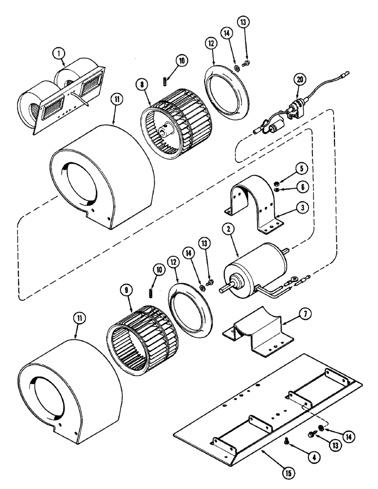 Схема запчастей Case IH 4890 - (9-432) - CAB, BLOWER ASSEMBLY, PRIOR TO CAB SERIAL NO. 12054687 (09) - CHASSIS/ATTACHMENTS